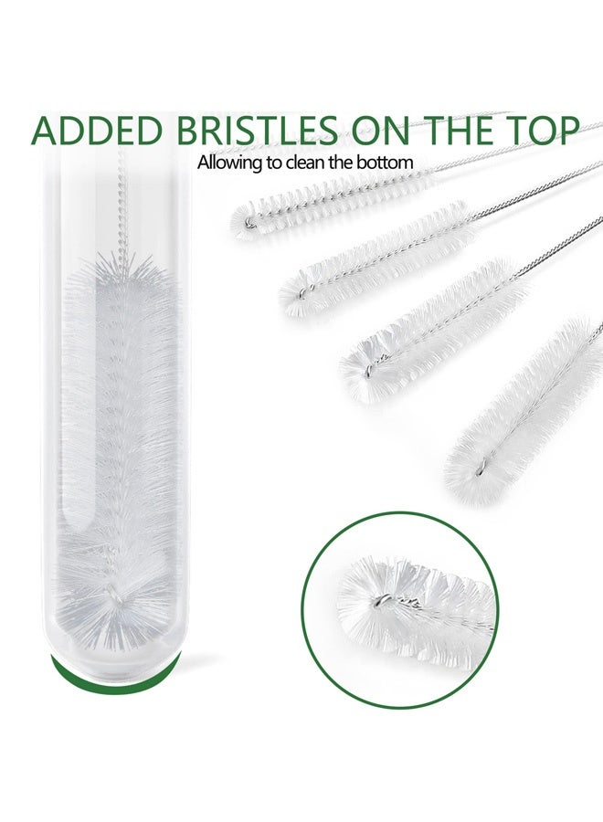 Bottle Cleaning Brushes, 8 Inch Nylon Tube Brush Set, Cleaner for Narrow Neck Bottles Cups with Hook, Set of 13, White - Image 5